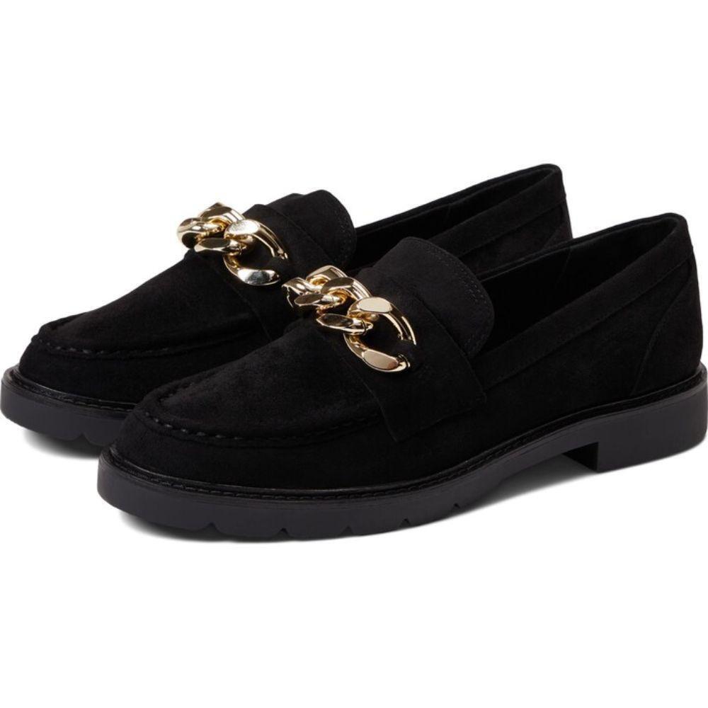 Edie Black Suede Anne Klein Chain Loafers