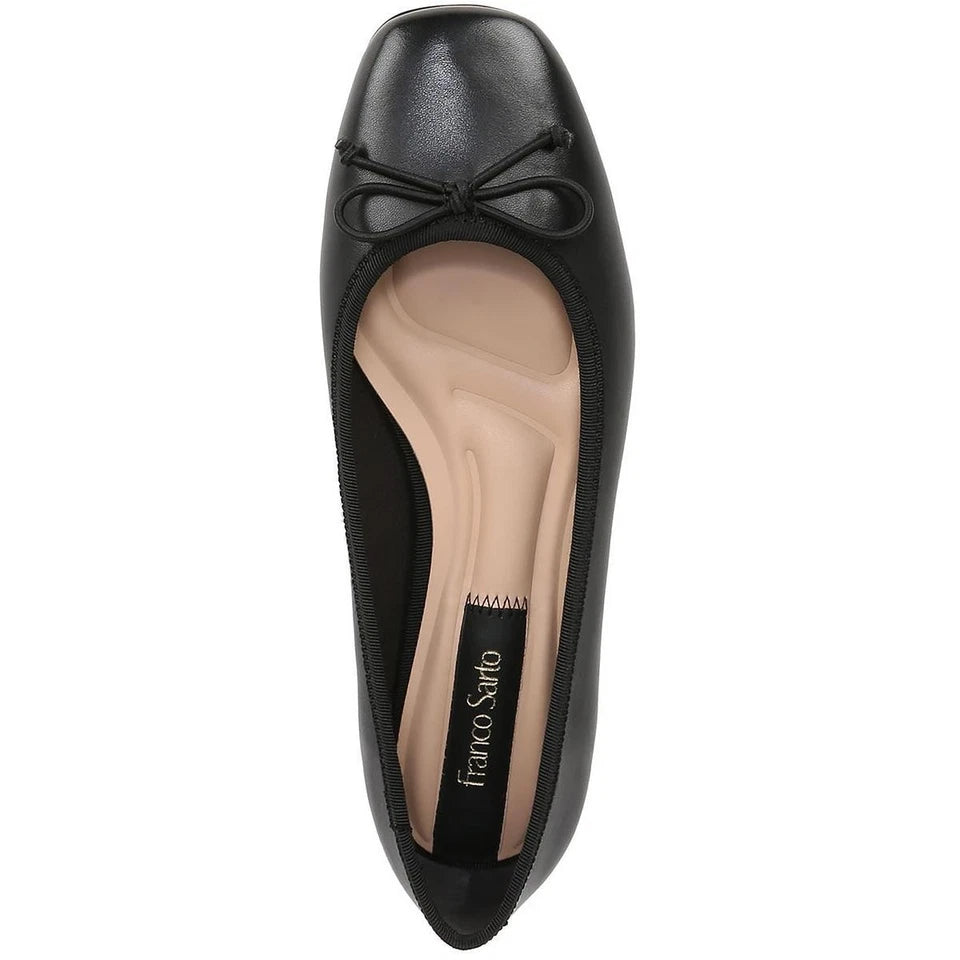 Abigail Black Leather Franco Sarto Ballet Flats