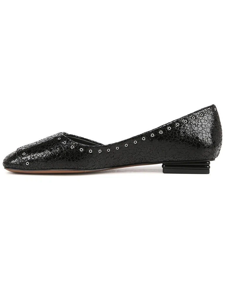 Franco Sarto Women's Tracy Square Toe Flat Ballet Black Embellished