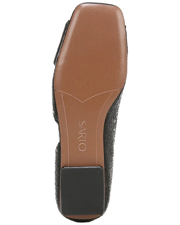 Franco Sarto Women's Tracy Square Toe Flat Ballet Black Embellished