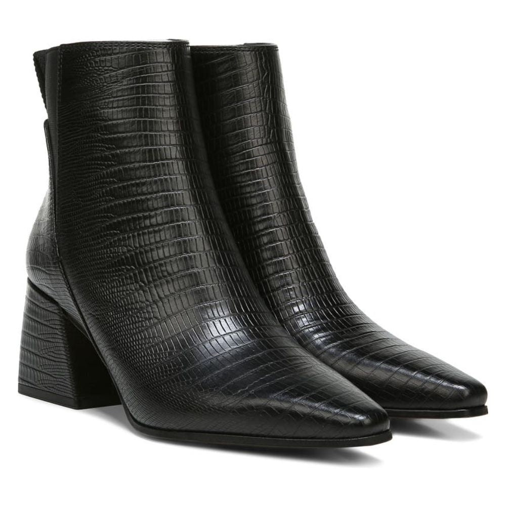 Brynn Black Lizard Print Leather Franco Sarto Ankle Boots