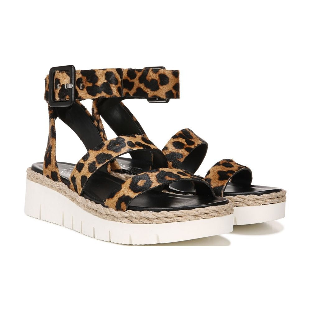 Jackson2 Camel Leopard Calf Hair Franco Sarto Platform Sandal