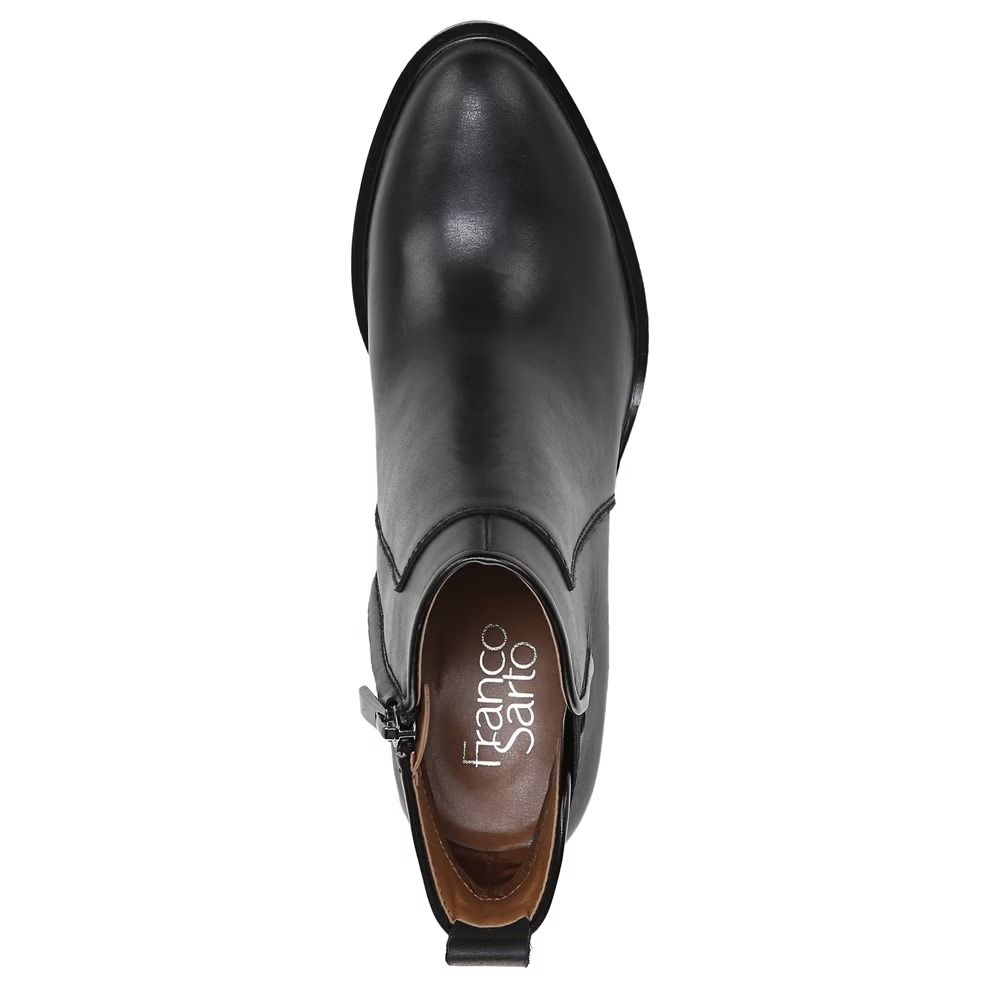 Gamble Black Leather Franco Sarto Ankle Boots