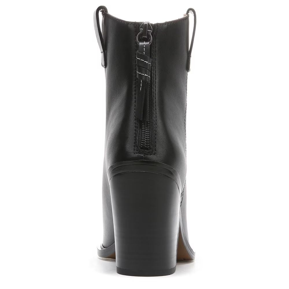 Germaine Black Leather Franco Sarto Ankle Boots