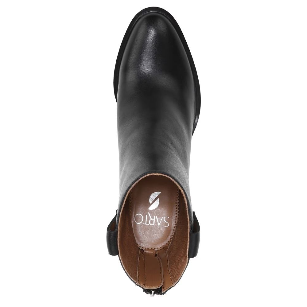Germaine Black Leather Franco Sarto Ankle Boots