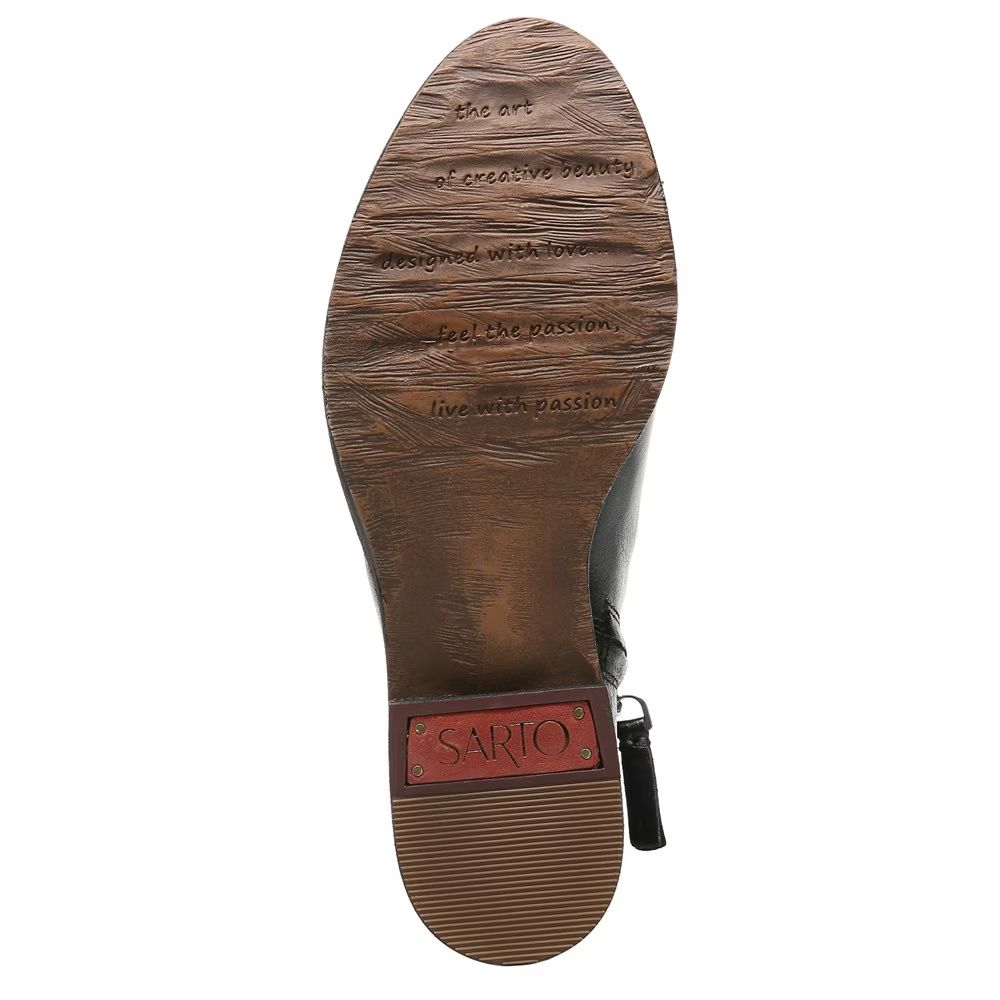 Lara Black Leather Franco Sarto Ankle Boots