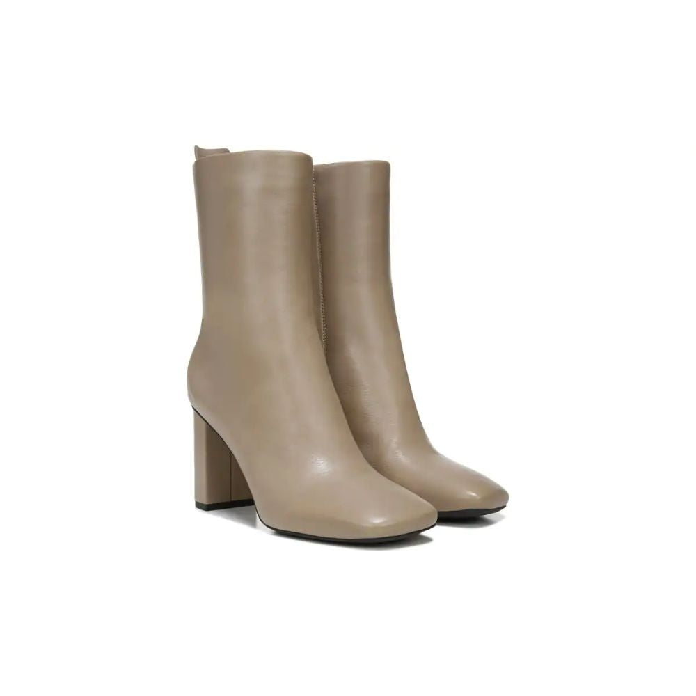 Binnie Smokey Taupe Leather Franco Sarto Block Heel Boots