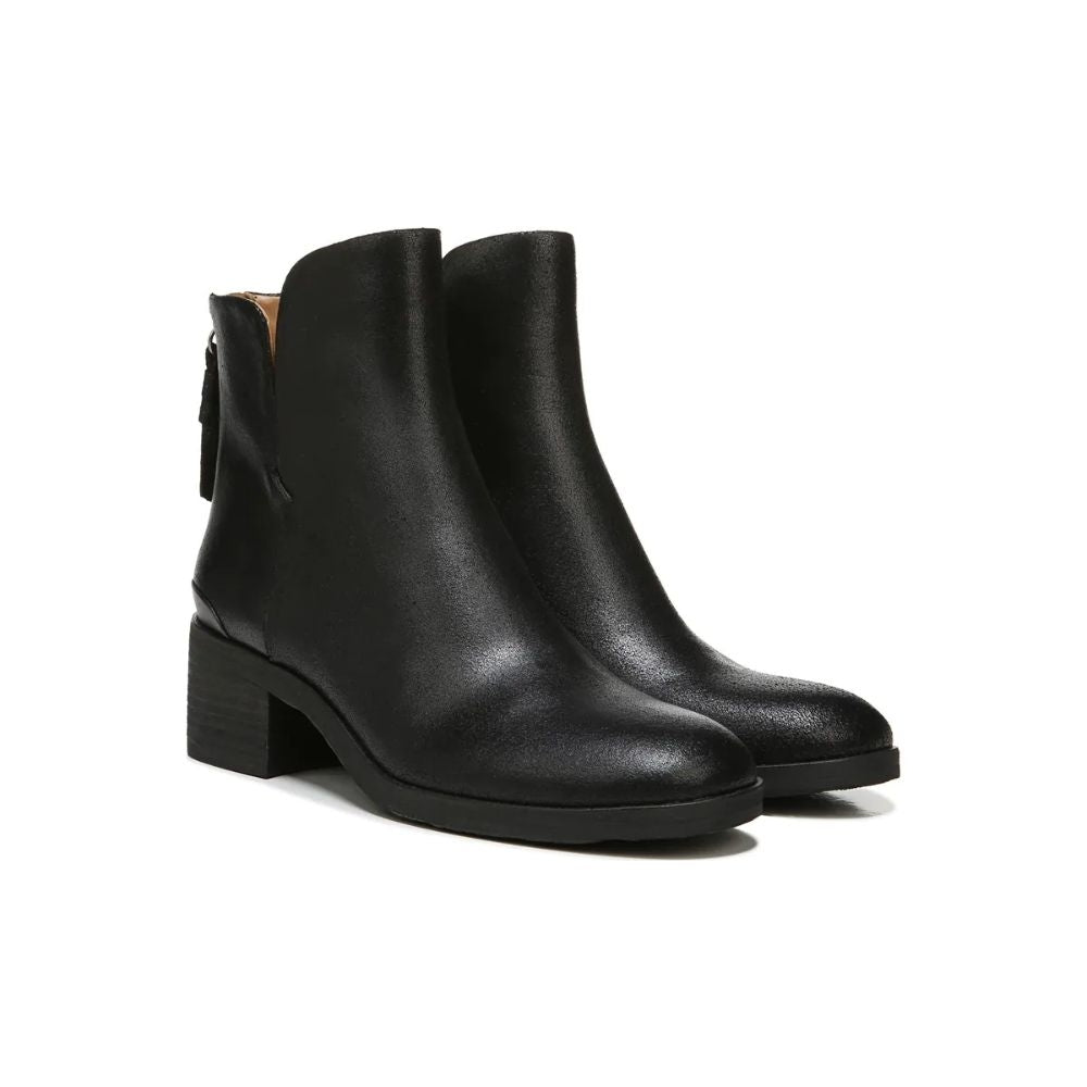 Zelma Black Leather Franco Sarto Ankle Boots
