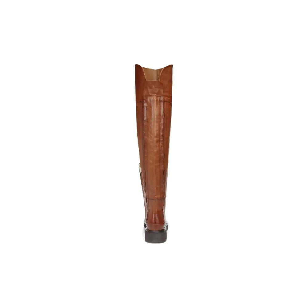 Battina Cognac Leather Franco Sarto Tall Boots Wide Calf