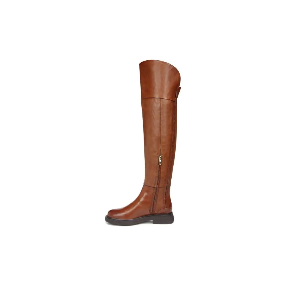 Battina Cognac Leather Franco Sarto Tall Boots Wide Calf