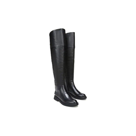 Battina Black Leather Wide Calf Franco Sarto Tall Boots