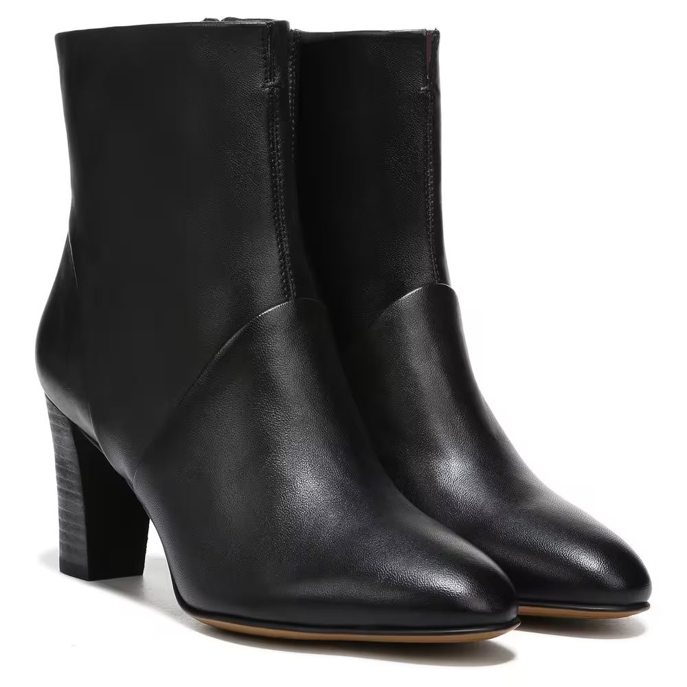 Pia Black Leather Franco Sarto Ankle Boots