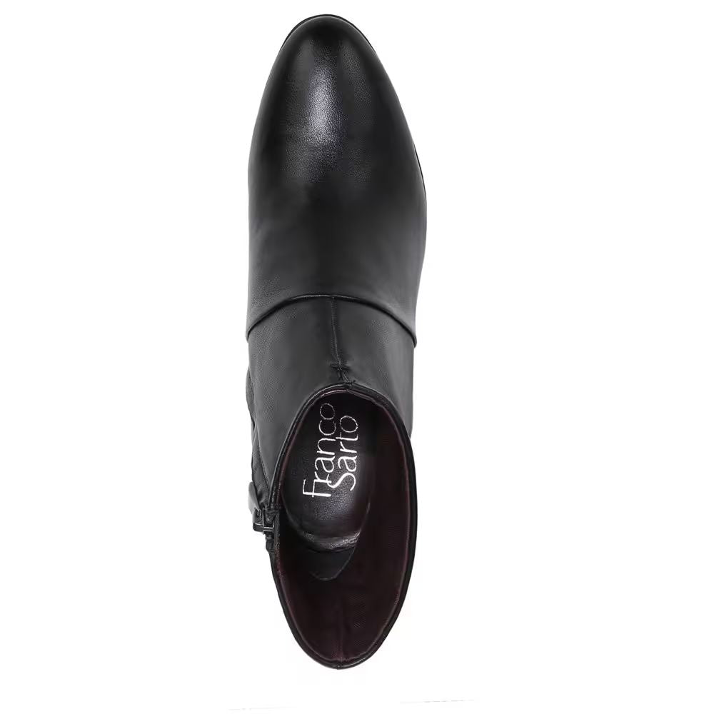 Pia Black Leather Franco Sarto Ankle Boots
