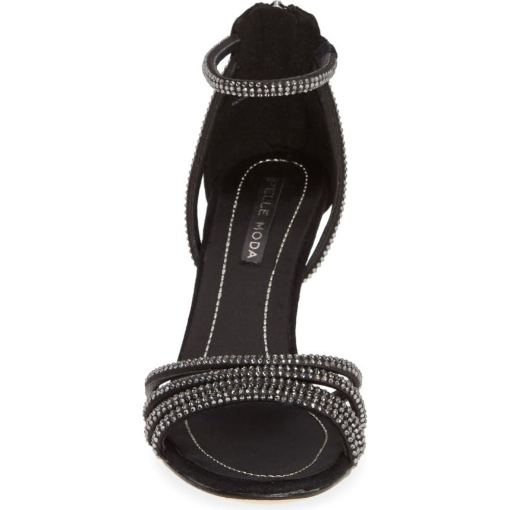 Roux Black Satin Kid Suede Pelle Moda Sandals