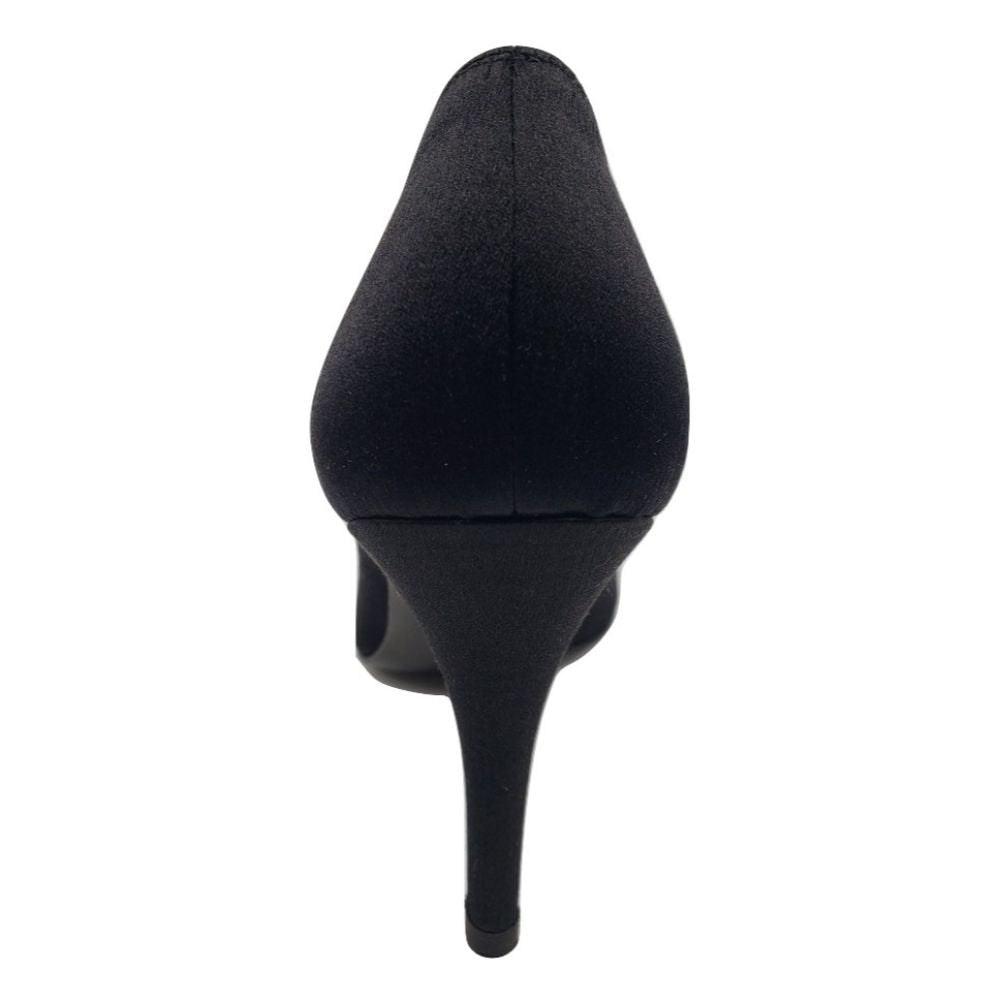 Stuart Weitzman Womens Ringup Black Satin Leather Pumps