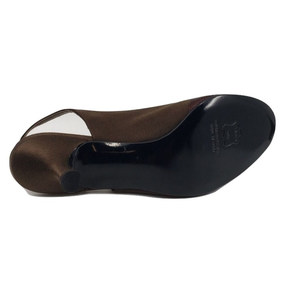 Stuart Weitzman CW04510 Brown Satin Slingback Pumps