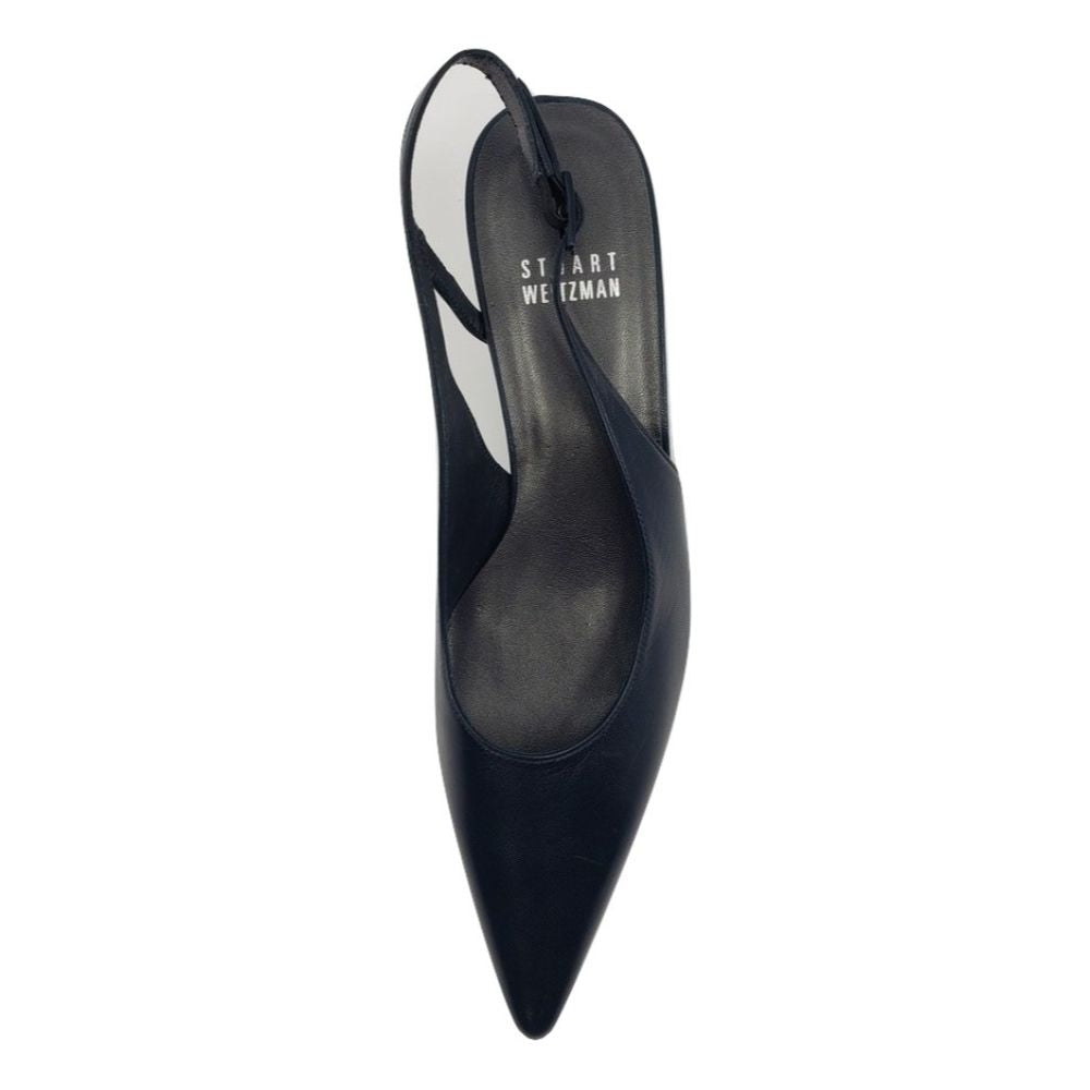 Stuart Weitzman Navy Leather Slingback Pumps