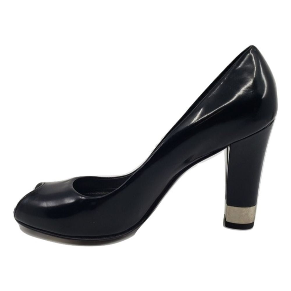 Stuart Weitzman Black Leather Peeptoe Pumps