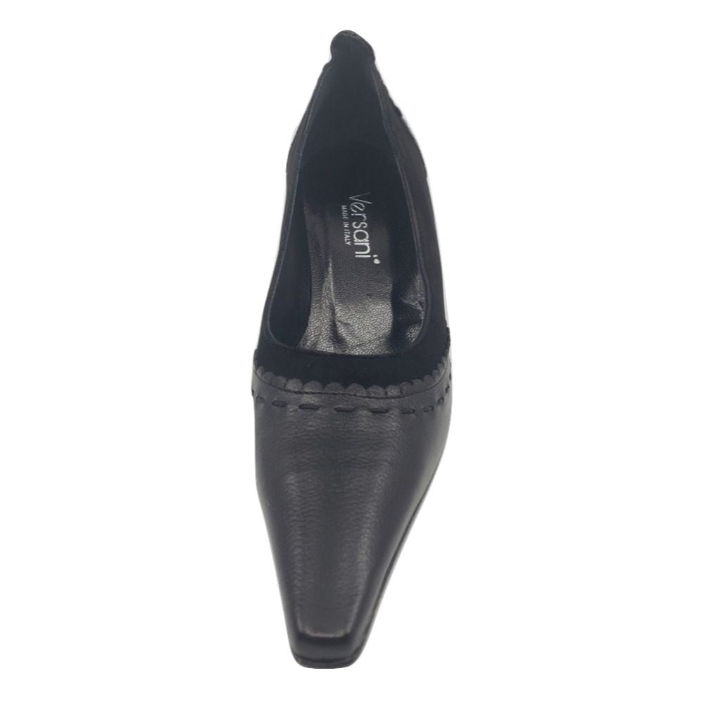 833 Oxford Nero Camosci Black Leather and Suede Versani Pumps