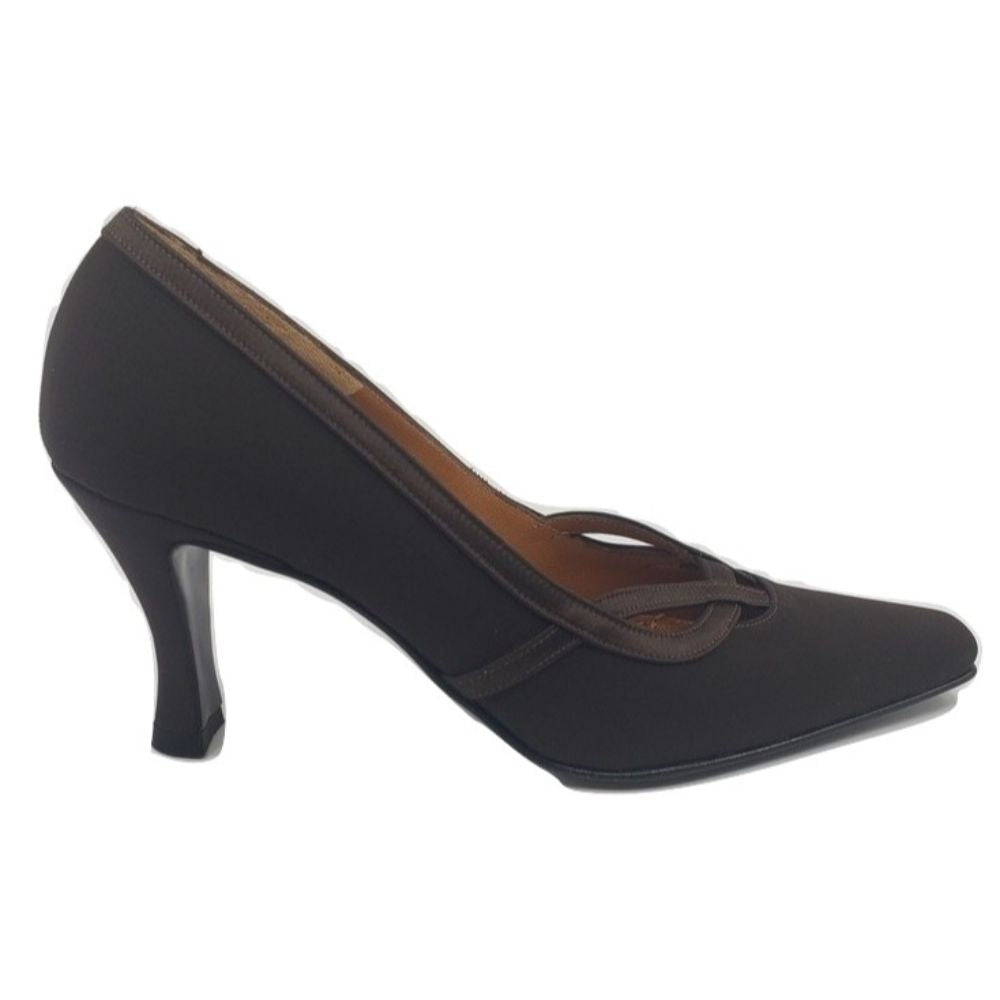 7010 Crepe Marrone Brown Fabric Versani Pumps