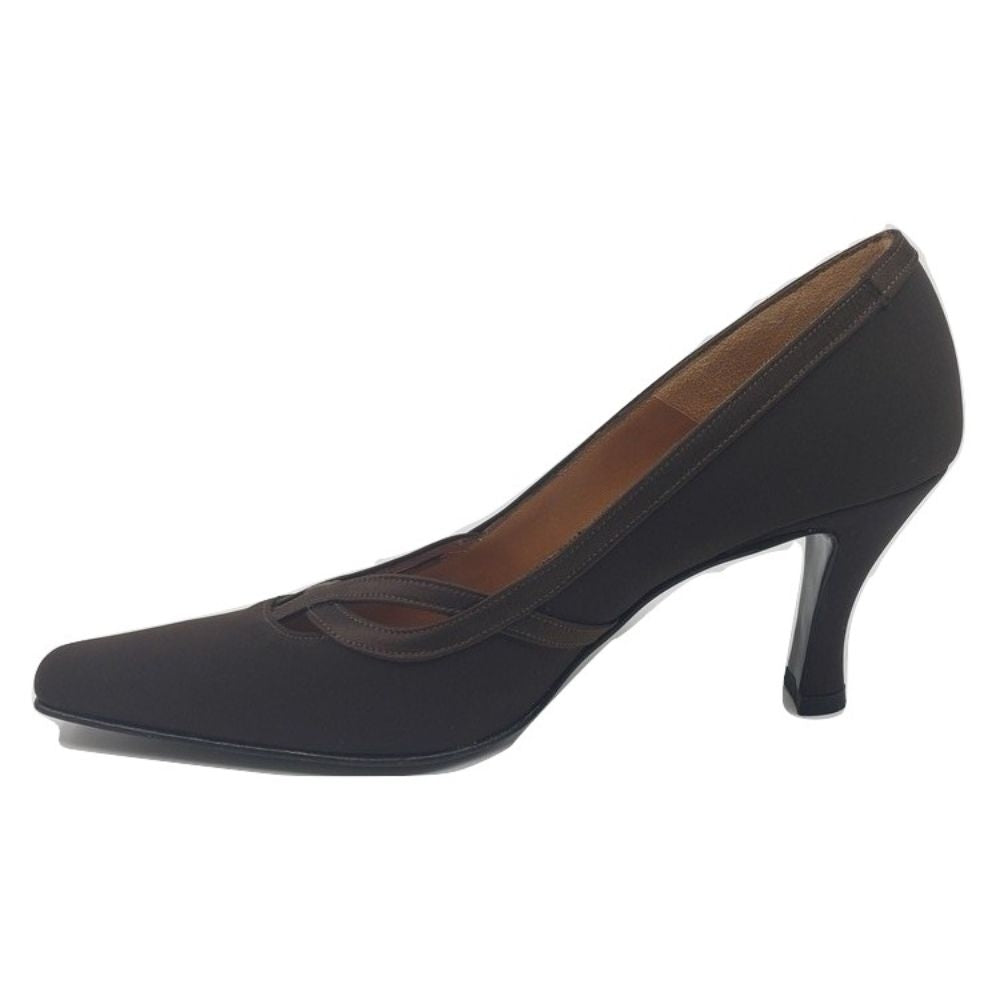 7010 Crepe Marrone Brown Fabric Versani Pumps