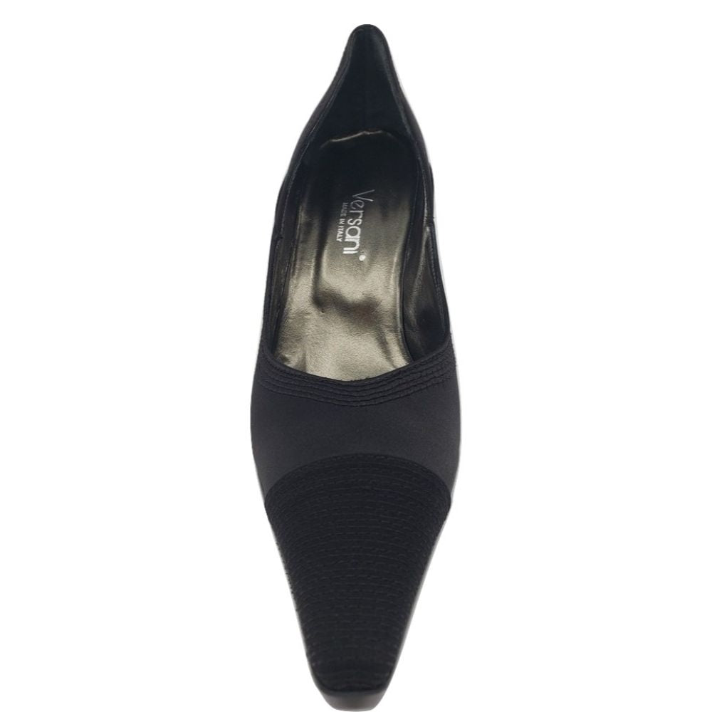 1089 Crepe Raso Black Fabric Versani Pumps