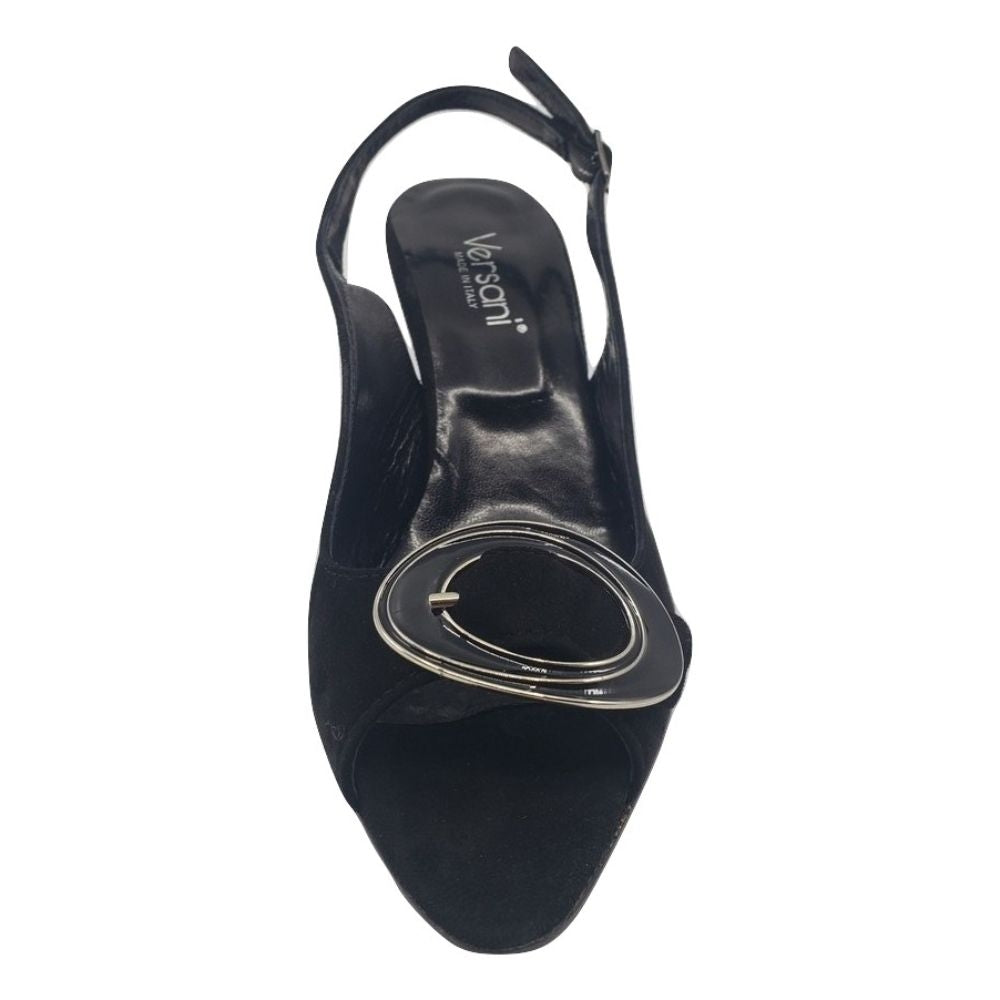 2041 Black Suede Versani Slingback Pumps