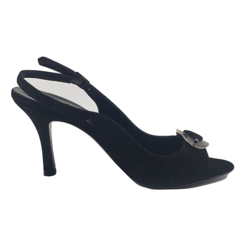 2041 Black Suede Versani Slingback Pumps