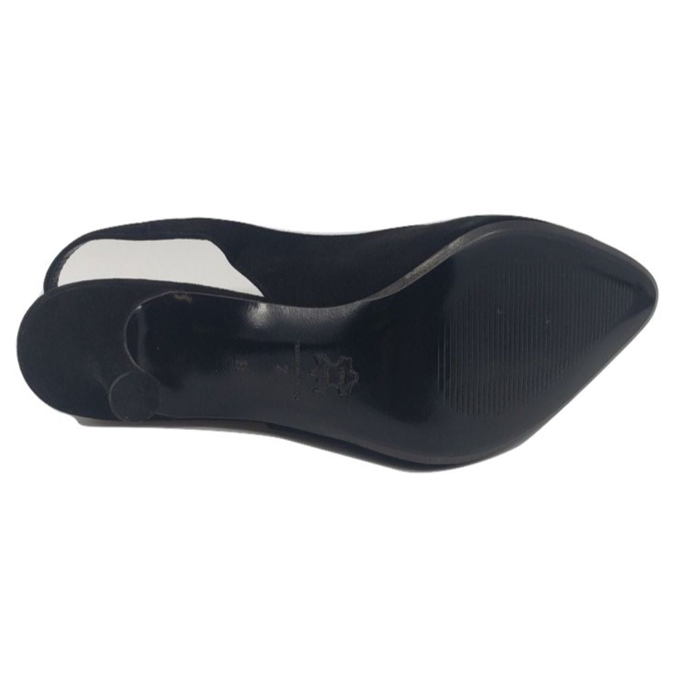 2041 Black Suede Versani Slingback Pumps