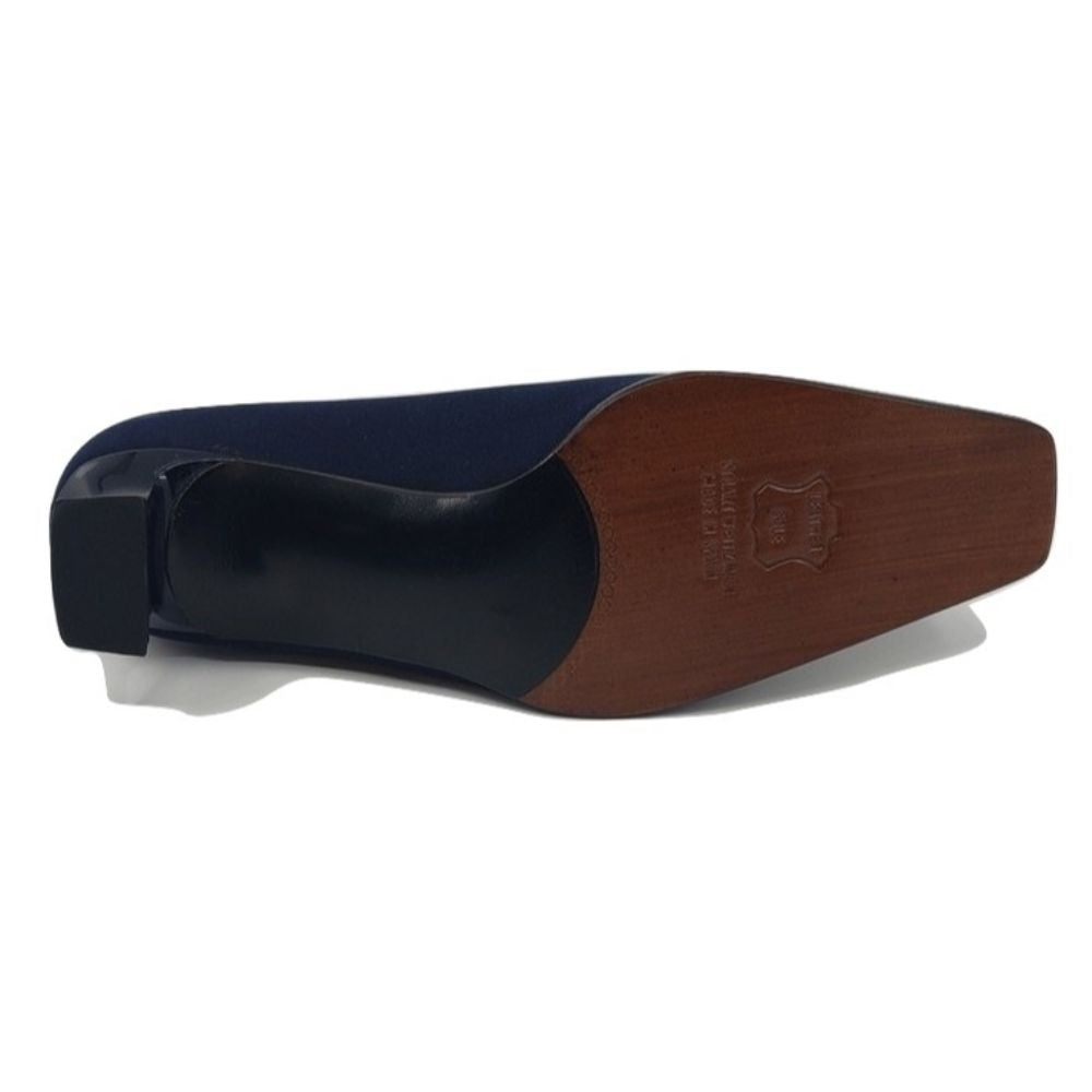 Resutton Navy Crepe Fabric Stuart Weitzman Pumps