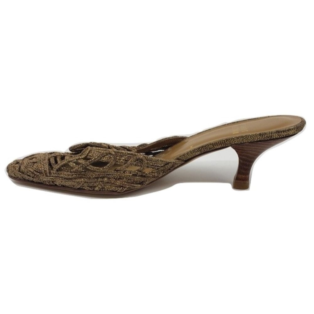 Web of Love Tan Nairobi Fabric Patch Stuart Weitzman Clogs