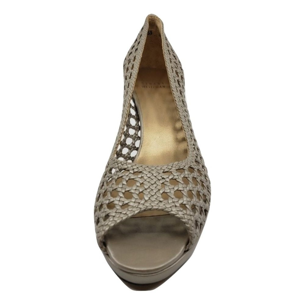 Stuart Weitzman Womens Plainweave Gypsum Leather Pump