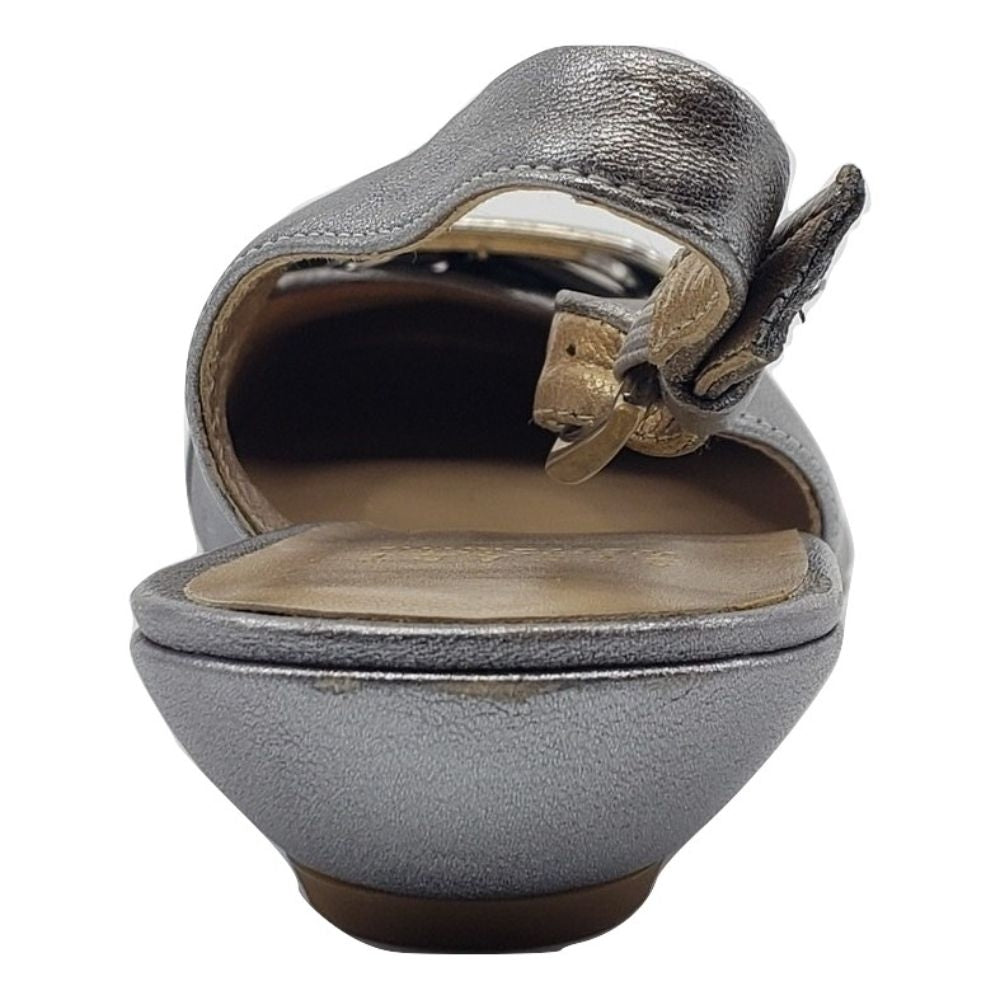 Airbuckle Pewter Leather Stuart Weitzman Slingback Flats