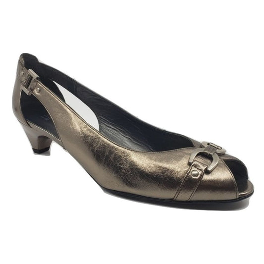 Chateau Lead Silver Leather Stuart Weitzman Sandal