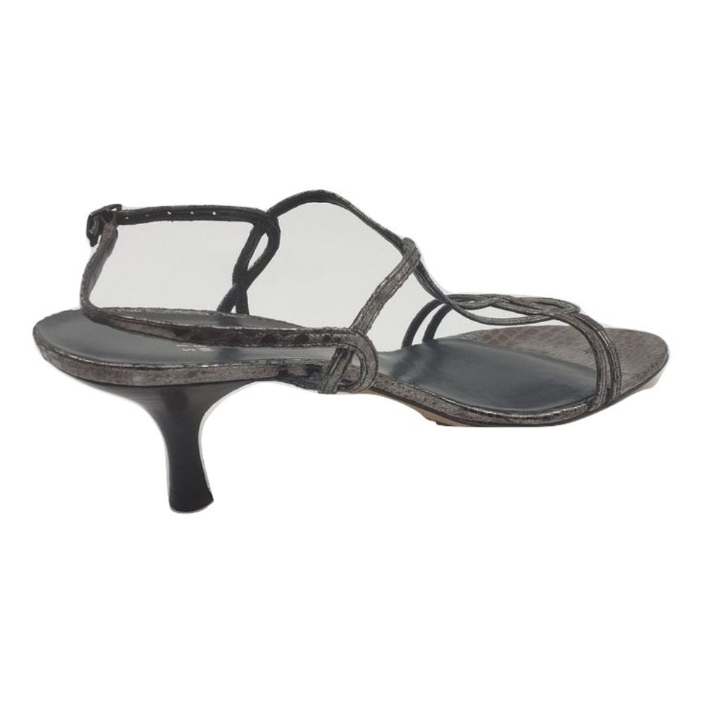 Stuart Weitzman Pewter Snake Print Leather Sandals FW14038