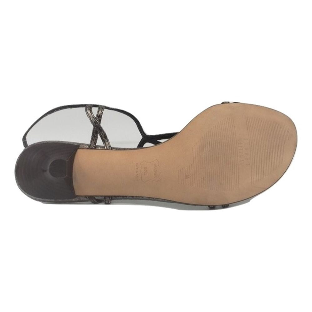 Stuart Weitzman Pewter Snake Print Leather Sandals FW14038