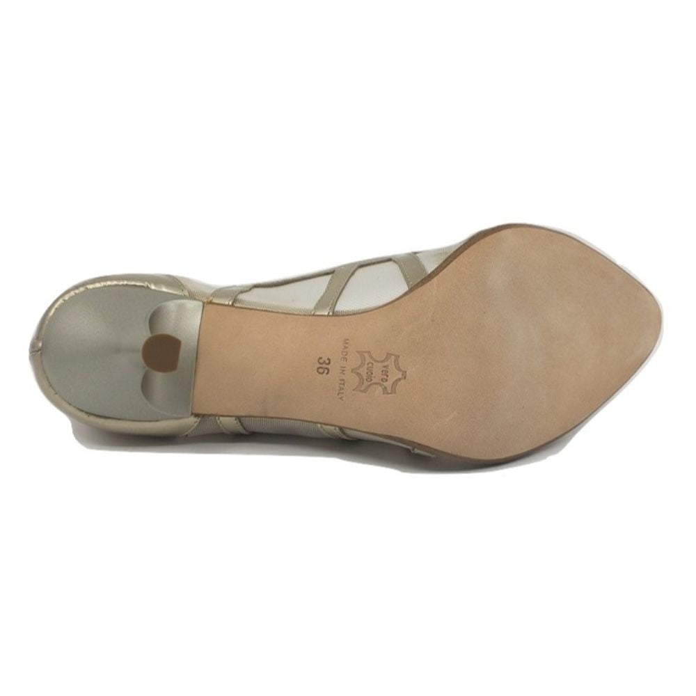 6425 Laminat Gun Gold Patent Leather and Mesh Versani Pumps