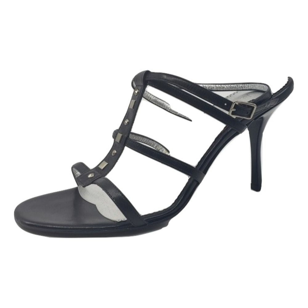 1344 Capretto Black Leather Versani Sandals