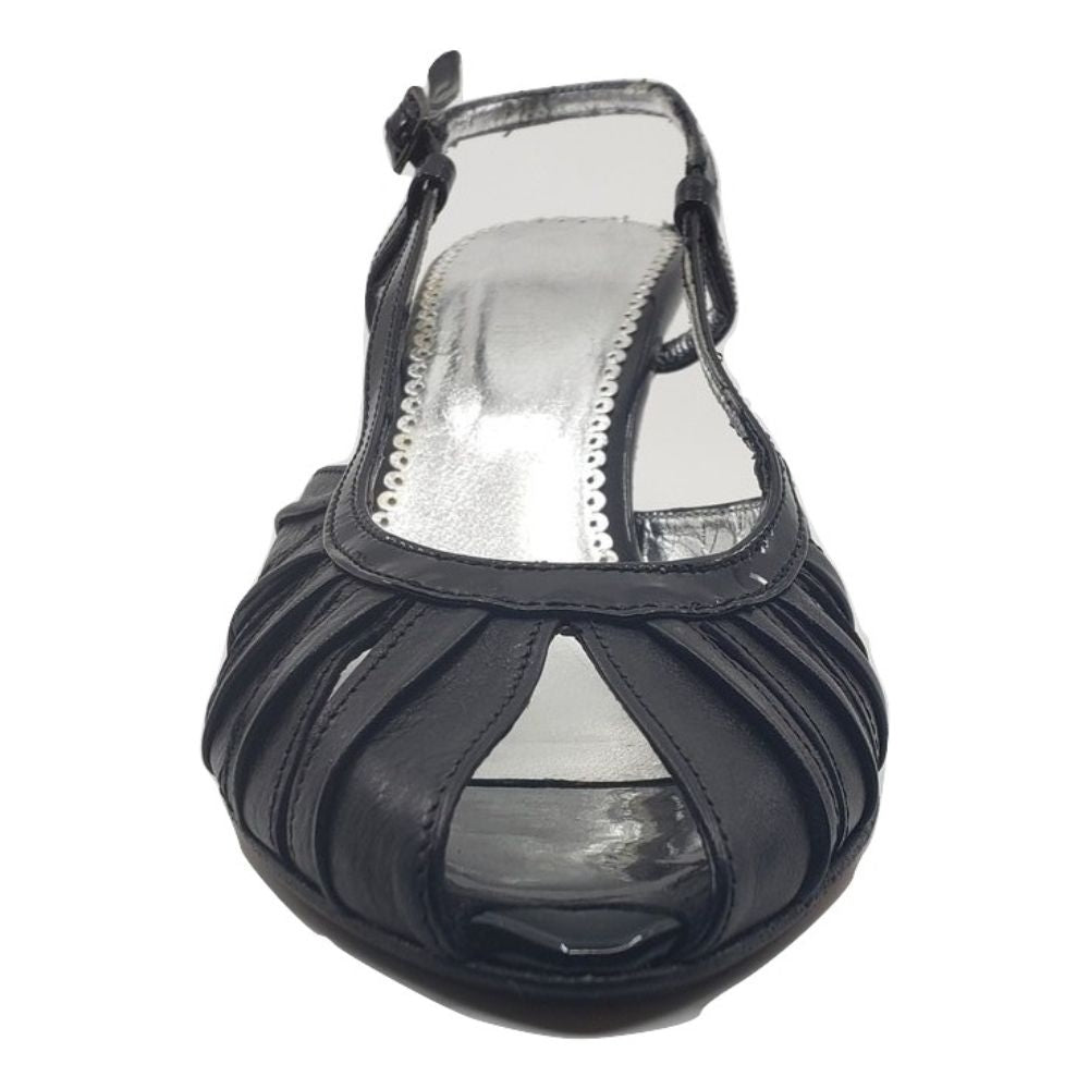 6496 Nappa Vernice Nero Black Leather Versani Slingback Pumps