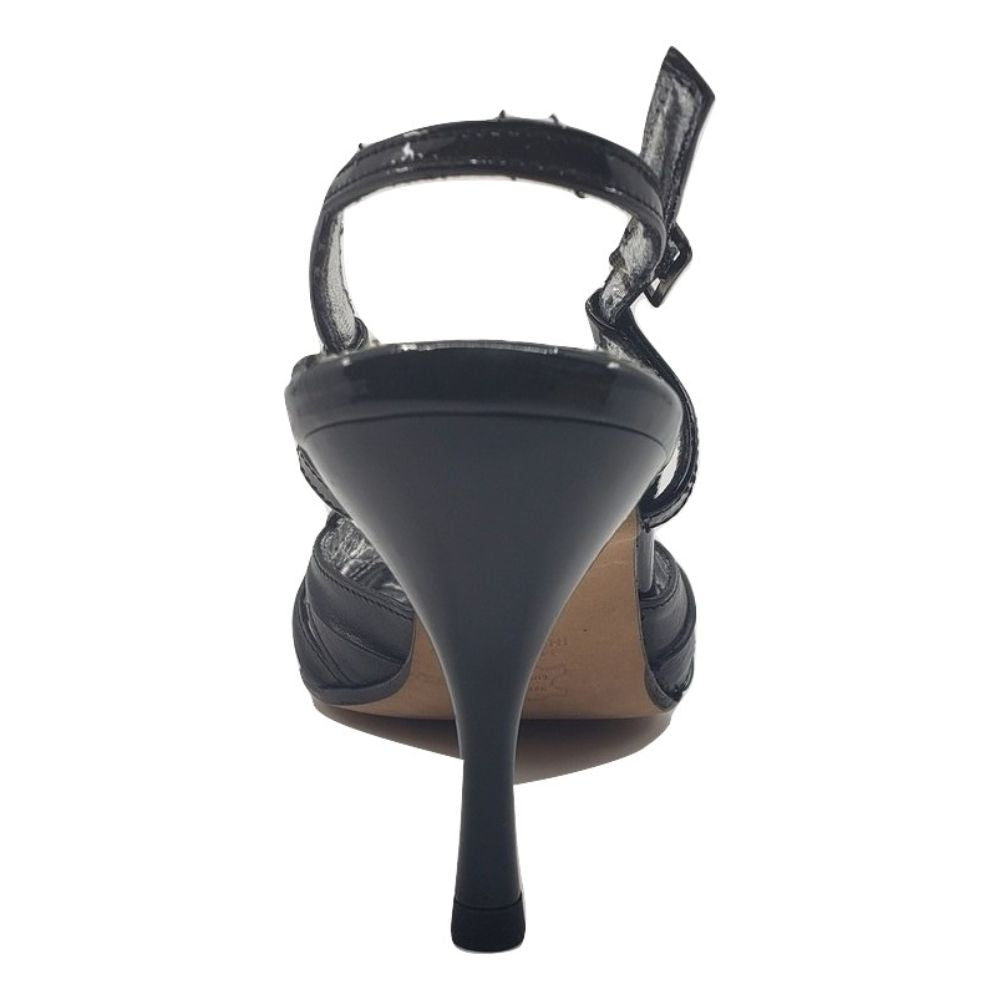 6496 Nappa Vernice Nero Black Leather Versani Slingback Pumps