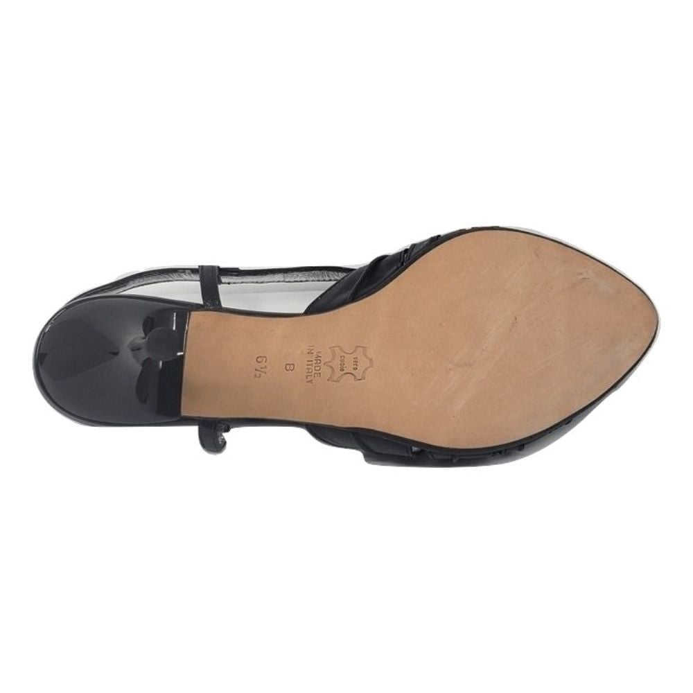 6496 Nappa Vernice Nero Black Leather Versani Slingback Pumps