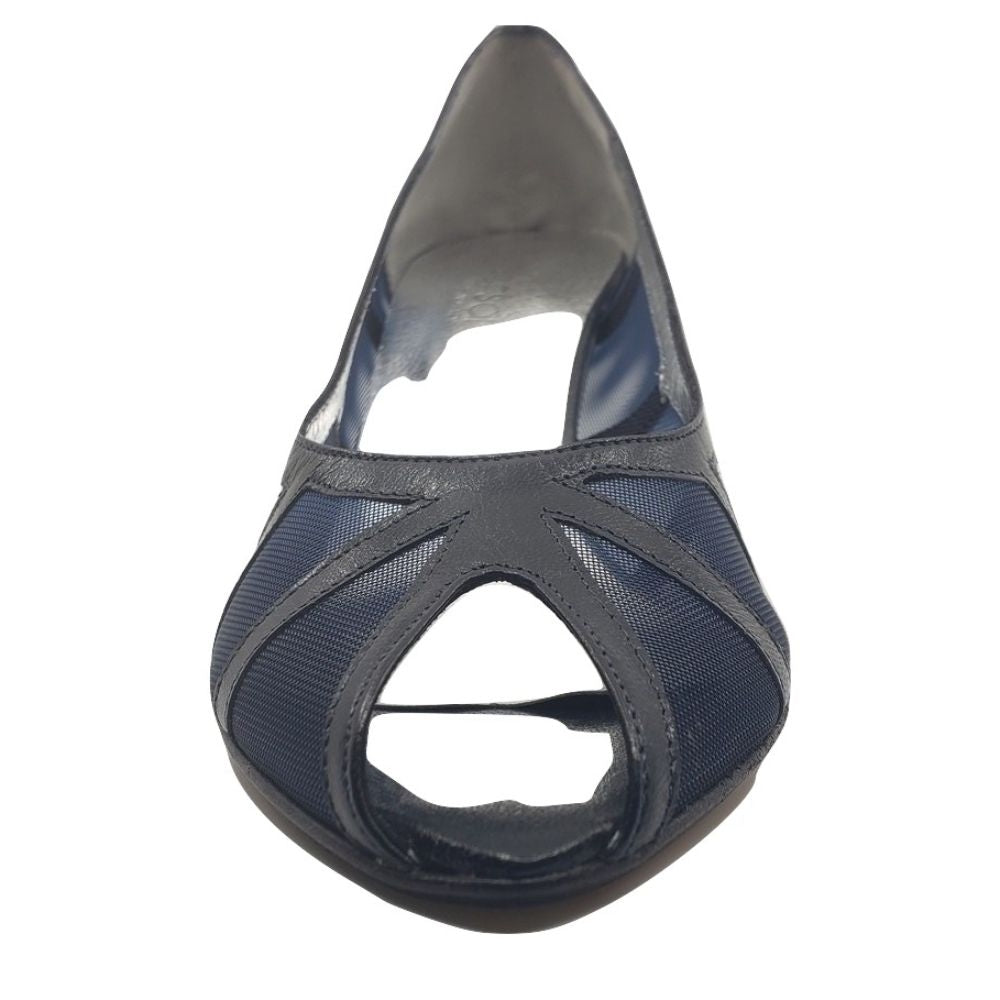 6425 Capretto Navy Mesh and Leather Versani Pumps