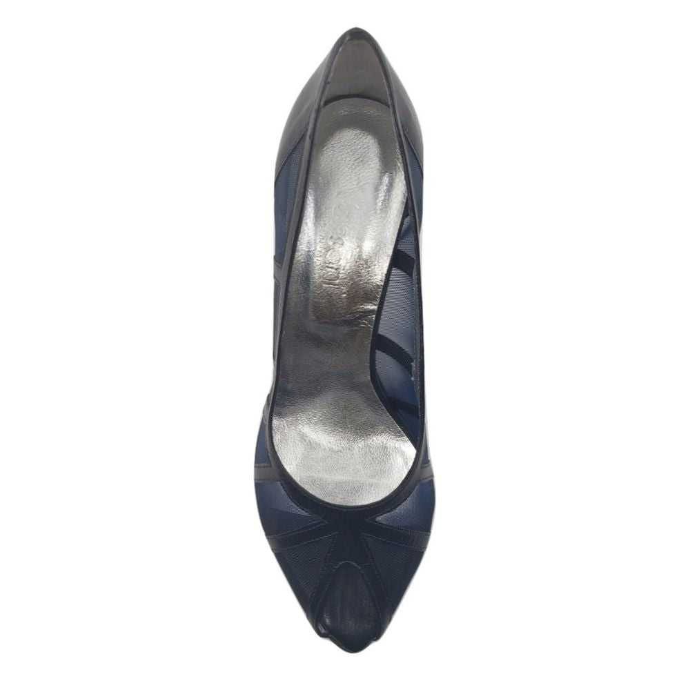 6425 Capretto Navy Mesh and Leather Versani Pumps
