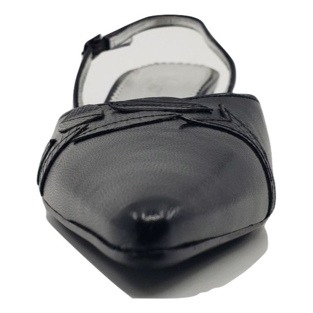 1313 Capreto Lizard Nero Black Leather Versani Slingback Pumps