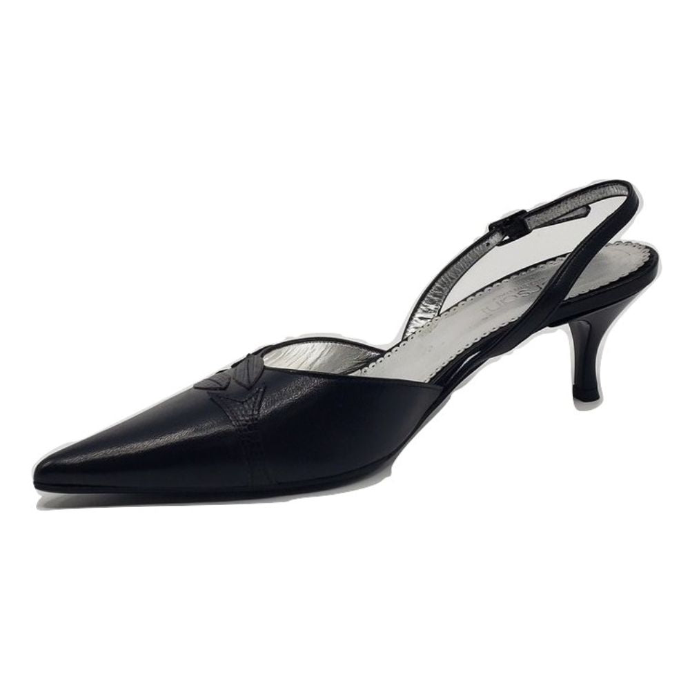 1313 Capreto Lizard Nero Black Leather Versani Slingback Pumps