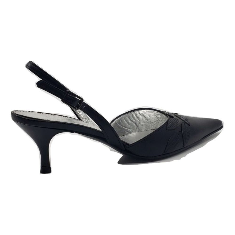 1313 Capreto Lizard Nero Black Leather Versani Slingback Pumps