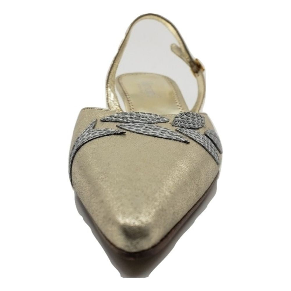 1313 Stella Lizard Platino Argento Leather Versani Slingback Pumps