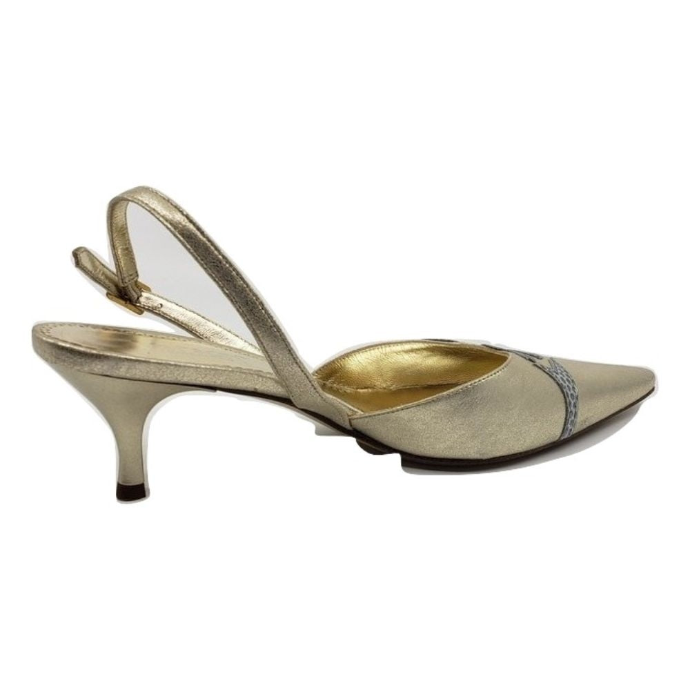 1313 Stella Lizard Platino Argento Leather Versani Slingback Pumps