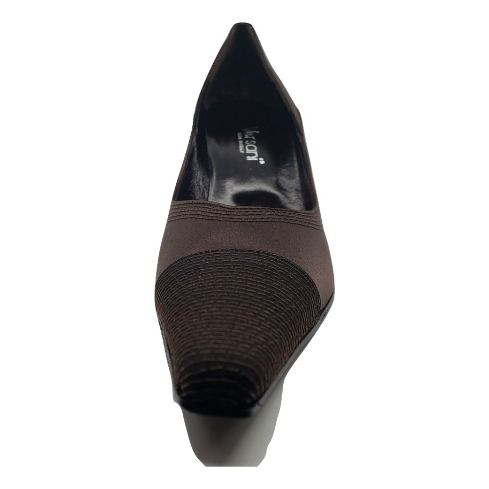 1087 Crepe Raso Brown Satin Versani Pumps