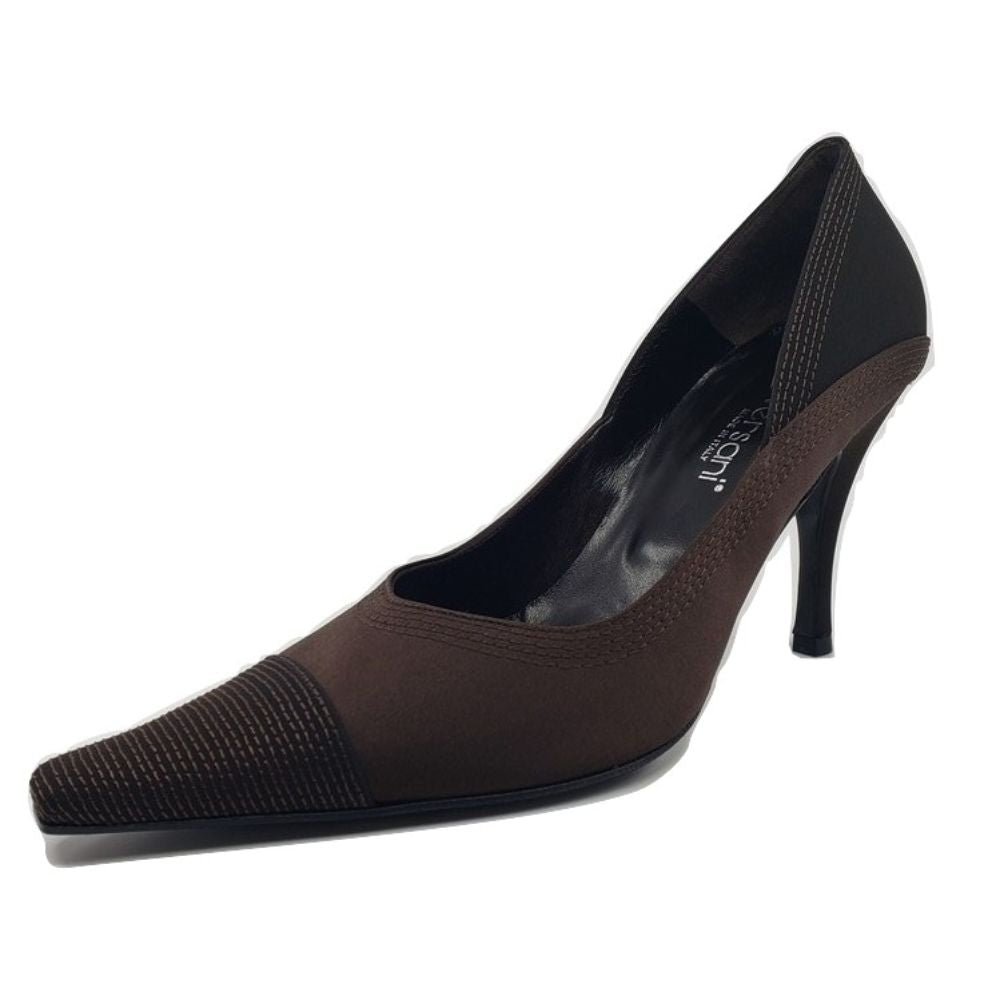 1087 Crepe Raso Brown Satin Versani Pumps